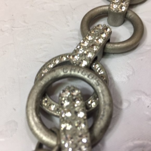 Chico's Silver Toned Rhinestones Chained Belt - Picture 6 of 7